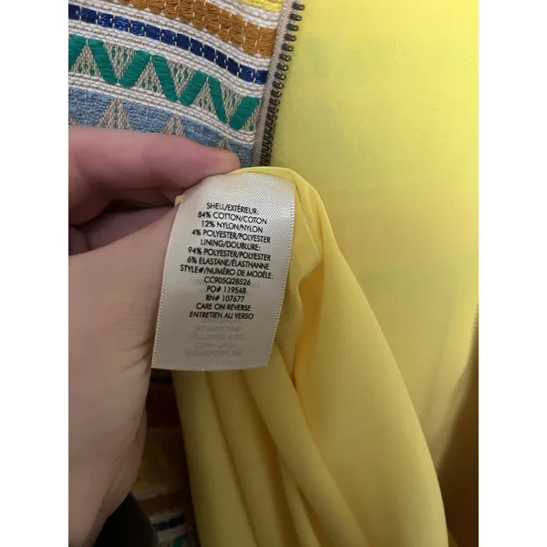 Alice + Olivia Coley Embroidered‎ Yellow Aztec Stripe Shift Dress Sz 6 - Image 5