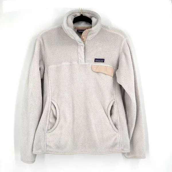 PATAGONIA Women's‎ Re-Tool Snap-T Fleece Pullover white medium cozy soft jacket - Image 3