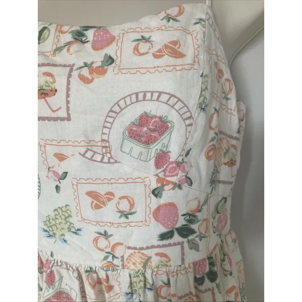 Cynthia Rowley fruit floral sundress midi tiered spaghetti straps S pockets - Image 3