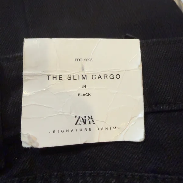 Zara The Slim Cargo in Black Denim Jeans Sz 34 NWT Slim Leg Mid Rise - Image 5