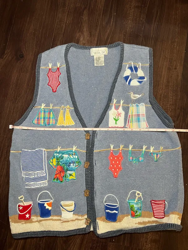 Vintage Mandal Bay Coastal Knit Vest Size XL - Image 3