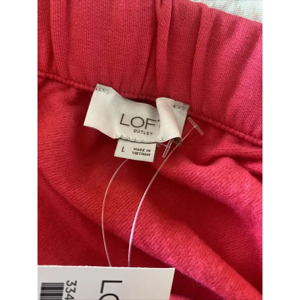 Loft Drawstring Midi Skirt Womens Size L Pink Casual Knit Cotton Blend New - Image 4