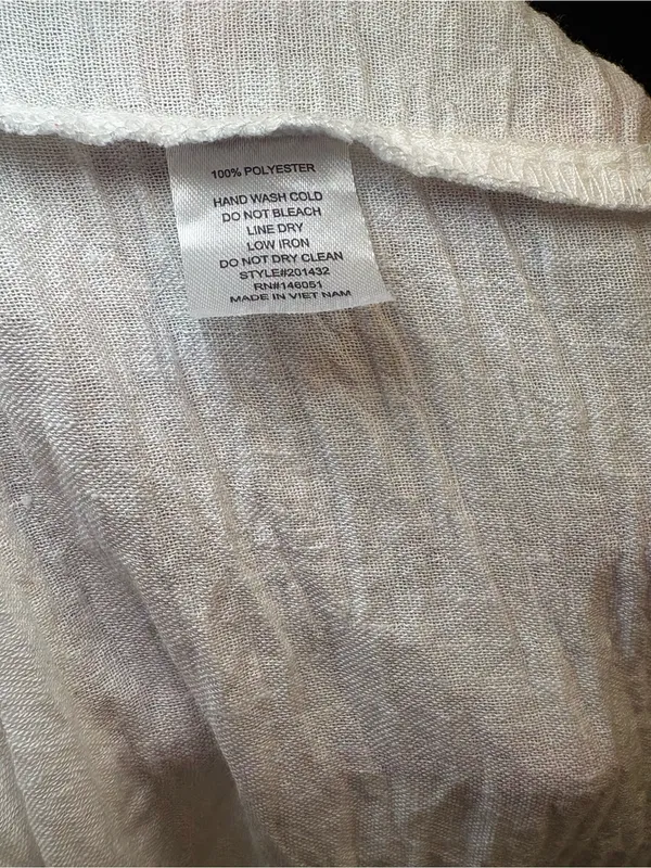 Monteau White Crinkled Short Sleeve Button-Down Shirt Medium - Image 11