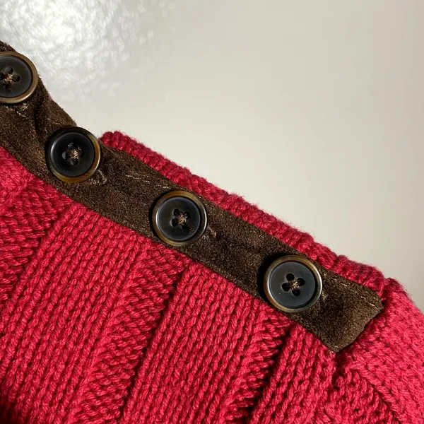 Lauren Ralph Lauren Jeans Turtleneck Sweater Ribbed Knit Fitted Red Petite M - Image 2