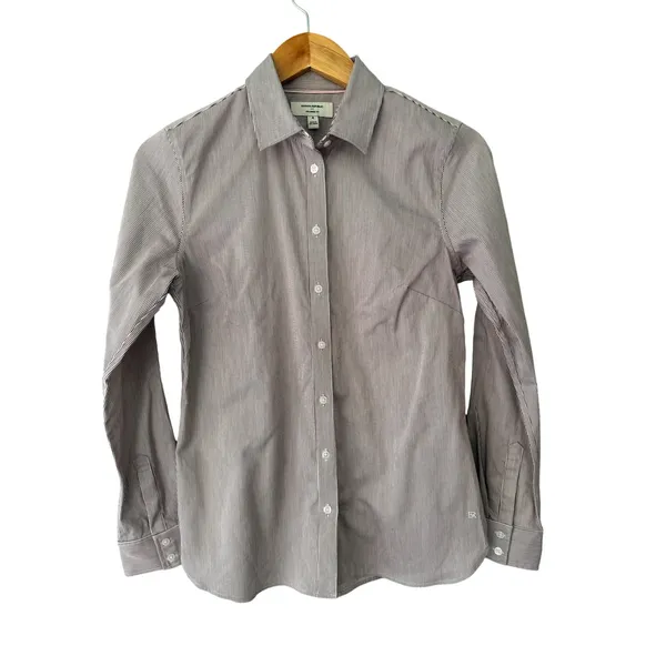 Banana Republic Tailored Fit Pinstripe Button Down Shirt Size 4 Stretch - Image 2