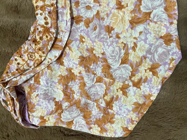 American Eagle Corset Style Ruffle Floral Top with Tie Straps - Image 5