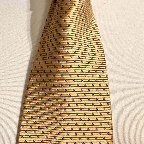 Lands’ End Handmade Tie Silk Necktie Mens Geometric Classic Gold Tie - Image 4