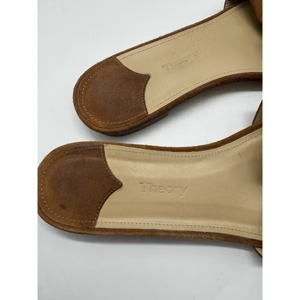 Theory Adeley Brown Suede Leather Ring Slip On Sandals Size 38.5 - Image 6