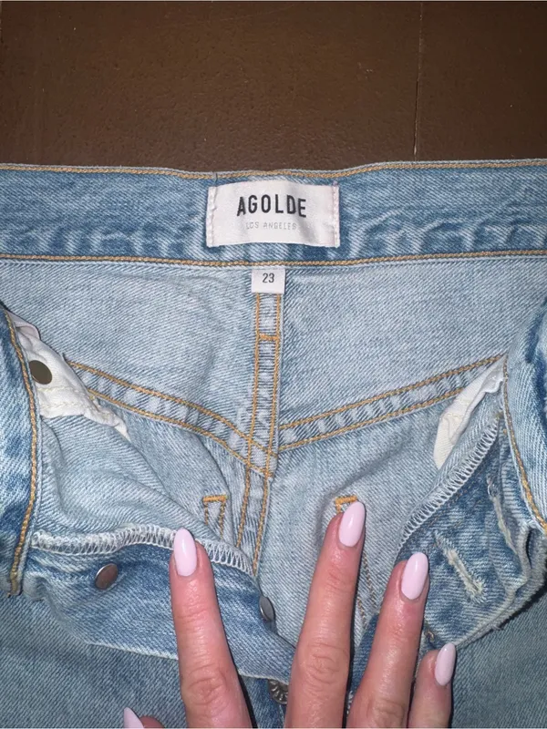 Agolde Light Blue Distressed Jeans - Image 4