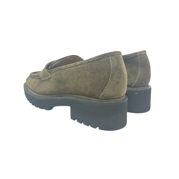 275 Central Penny Loafers Flats Suede‎ Olive Green Brown Size 37.5 US 7.5 - Image 8