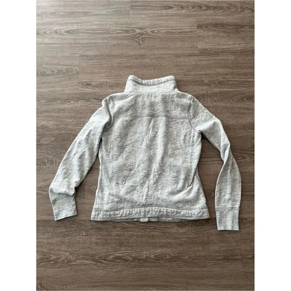Hollister Gray Sherpa Lined Coat Womens Medium Funnel Neck Button Front Jacket - Image 7