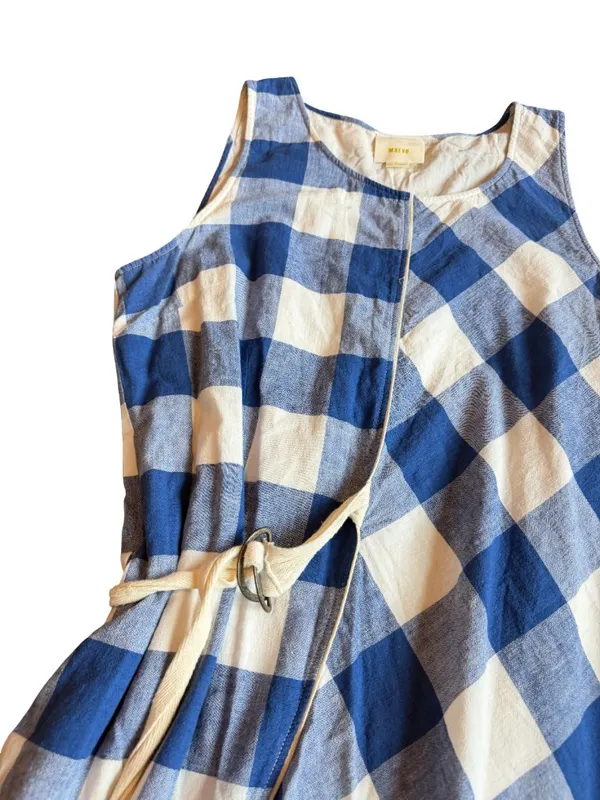 Maeve Blue White Buffalo Check Dress Asymmetrical Hem Sleeveless X-Large Women's - Image 3