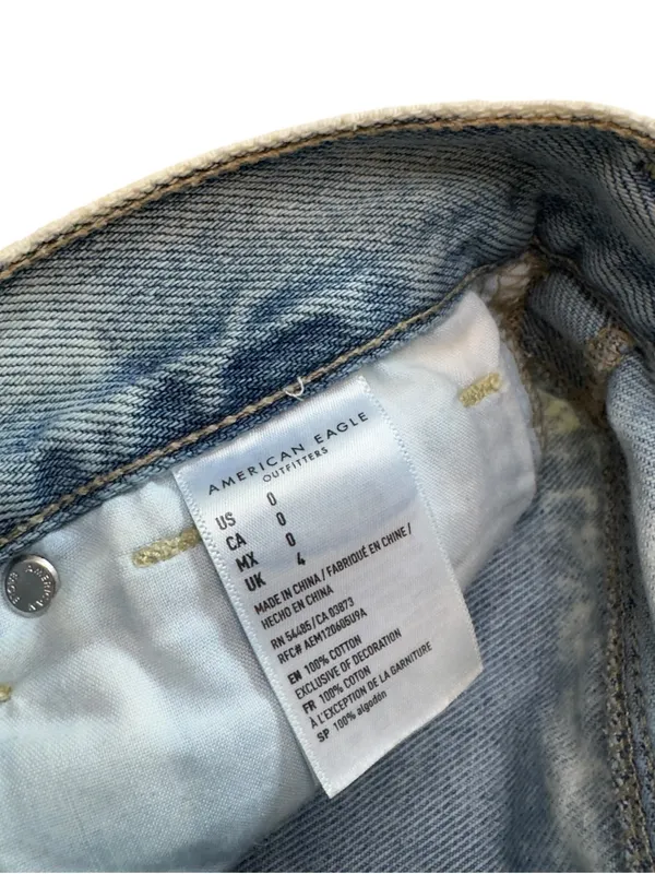 American Eagle Women’s 0 Acid Wash Distressed Denim Cutoff Shorts Super Stretch - Image 6