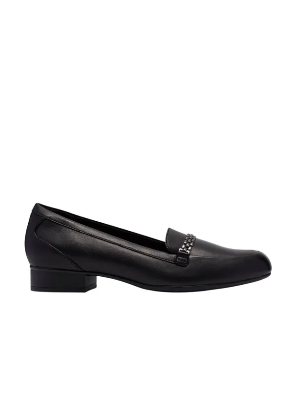 NWT Clarks Juliet Mia Leather Loafer Flat 26186950 Black 5.5M - Image 2