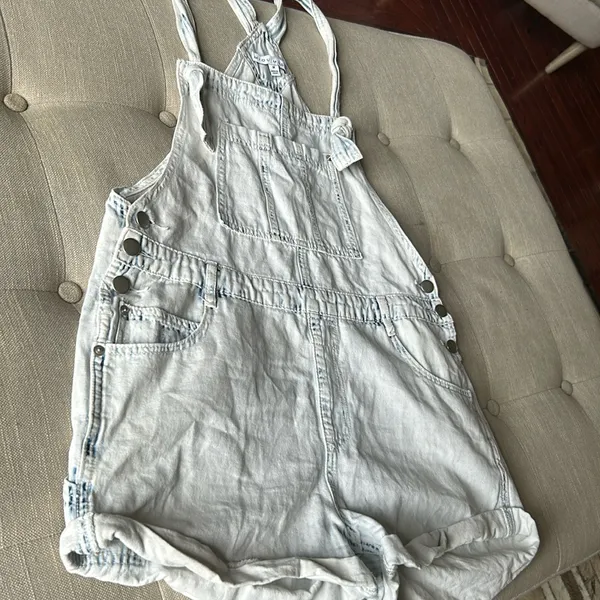 Miou Muse Denim Overall Short One Piece Size Medium Blue - Image 5