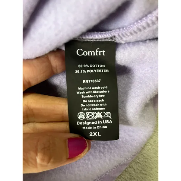 Comfrt Pastel Edit Lavender Fleece Sweat Shorts Drawstring Size 2XL Athleisure - Image 8