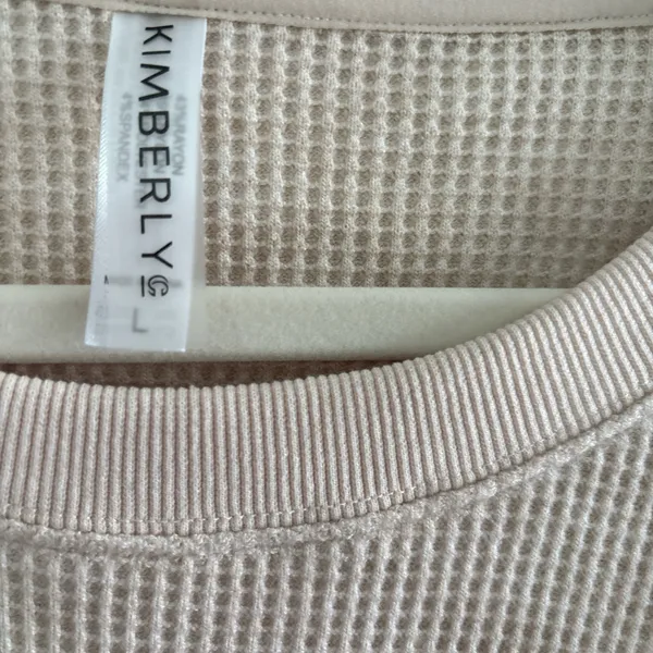 Tan cropped waffle knit top Size L - Image 7