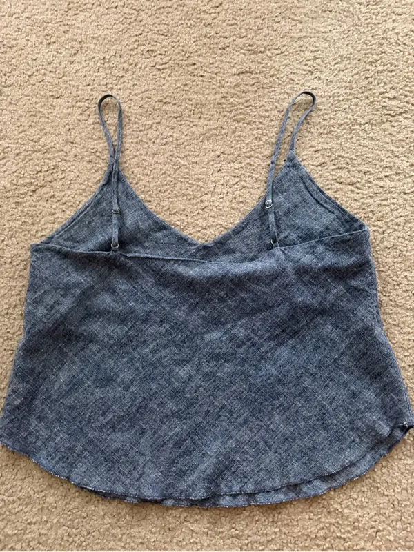 OZMA Hemp Cotton Structured Tank Top Navy Blue Size Medium - Image 2