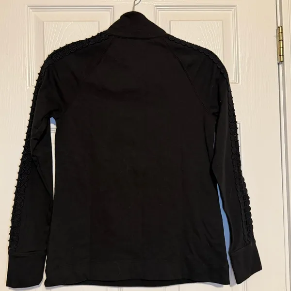 LILLY PULITZER | Skipper Popover Pullover 1/2 Zip Sweater Black Gold‎ Crochet XS - Image 3