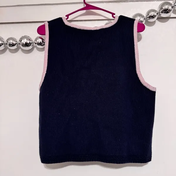 Abercrombie and Fitch navy blue Mara knit vest contrast sweater top - Image 7