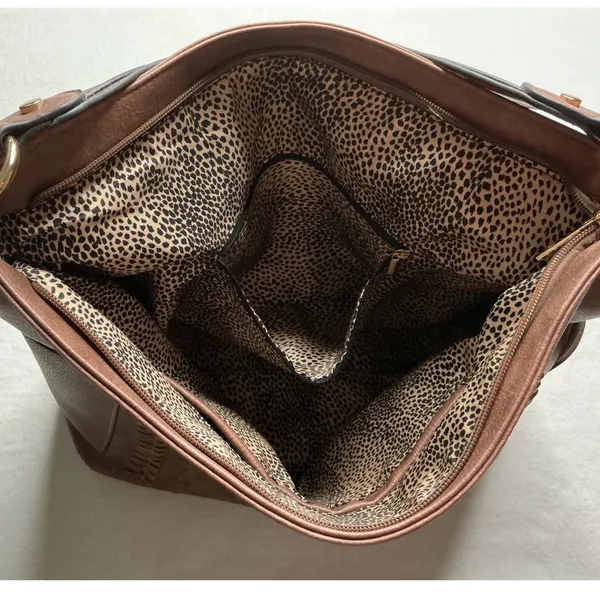 Alyssa Vegan Leather Satchel Shoulder Bag Mauve - Image 6