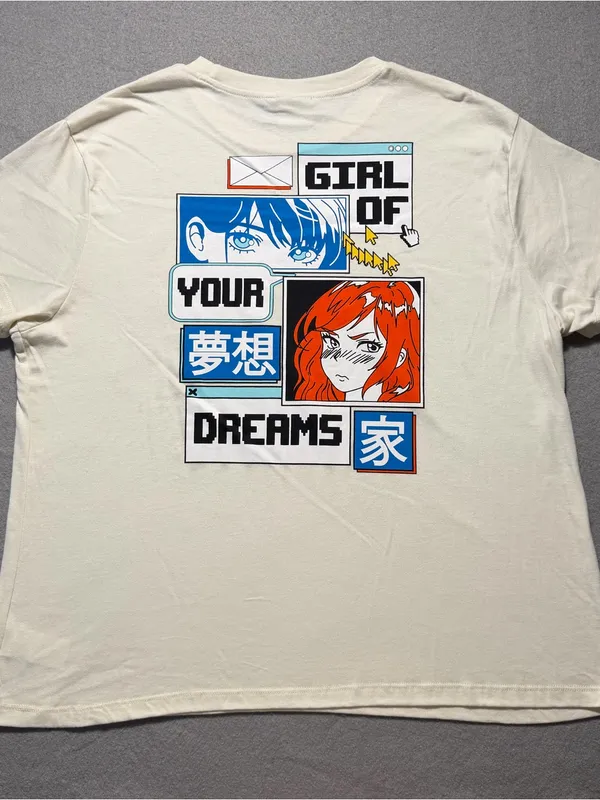 Skinnydip London Women’s XXL Anime Graphic T-Shirt Cream Girl of Your Dreams - Image 2
