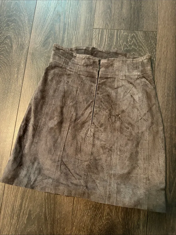 Express Suede Leather Panel Mini Skirt in Brown XS - Image 5