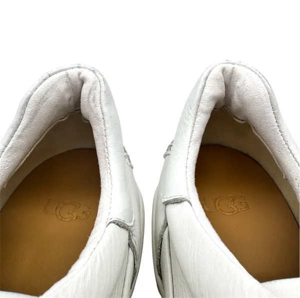 Women’s UGG Libu Stretchy White Leather Slip On Sneakers Sz 8.5 Elastic Narrow - Image 3