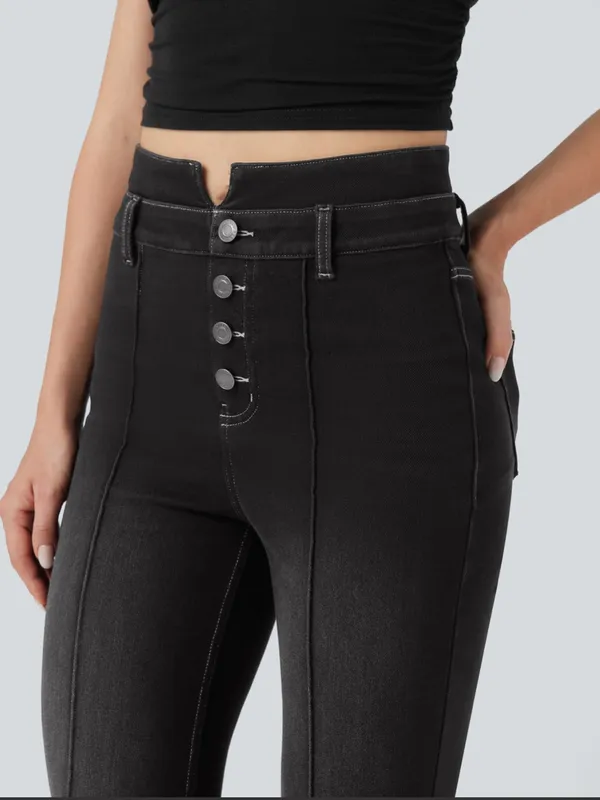 Halara Flex™ Mid Rise Tummy Control Casual Flare Jeans with Pockets - Image 5
