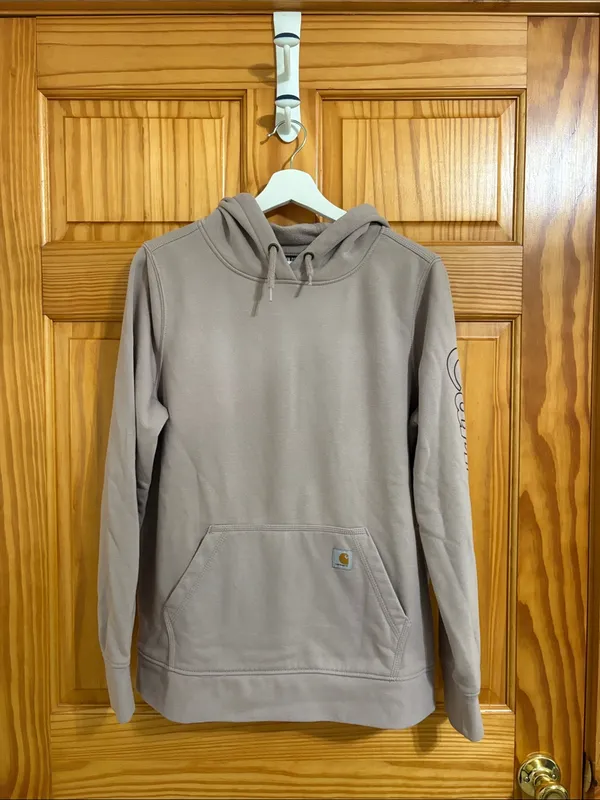 Carhartt Size Large Relaxed Fit Light Icy Pink Rain Defender Hooded Sweatshirt - Image 2