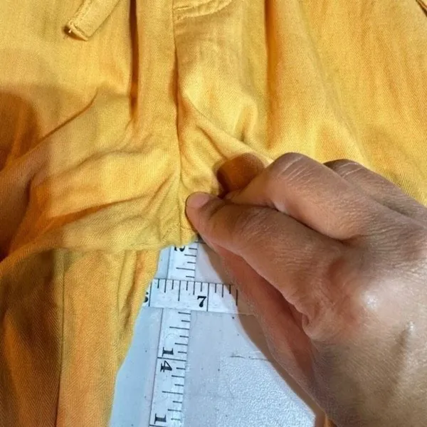 Loft Women's High Rise Straight Elastic Waist Crop Paperbag Pants Yellow‎ Small - Image 11