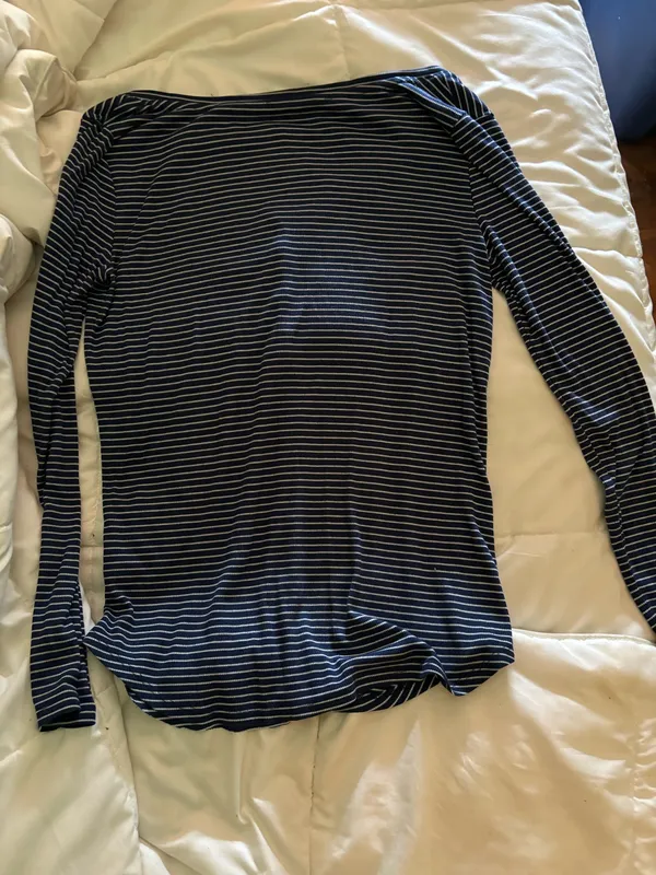 Arizona Navy Blue &White Striped Long Sleeve Shirt Size Medium - Image 4