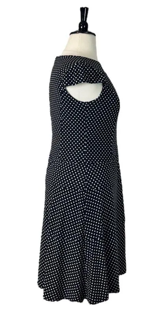 Nine & Co Aline Dress Cap Sleeves Black White Polka Dot Boatneck Women’s Size 14 - Image 3