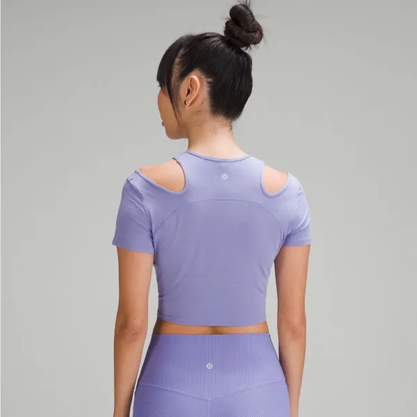 Lululemon Shoulder Cut-Out Yoga T-Shirt - Dark Lavender - Image 2