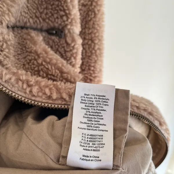 Aritzia The Teddy Sherpa Full Zip Oversized Jacket Tan Camel - Image 8