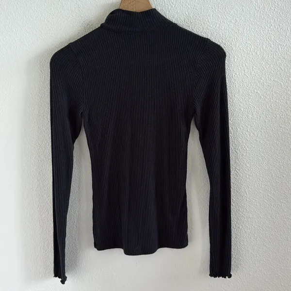 Abercrombie & Fitch Black Ribbed Turtle Neck Long Sleeve Small - Image 2