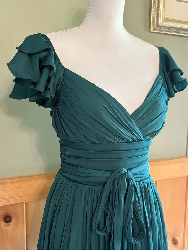 Hello Molly Forest Green Ruffle Wrap Mini Dress NWT size 4 Homecoming - Image 3