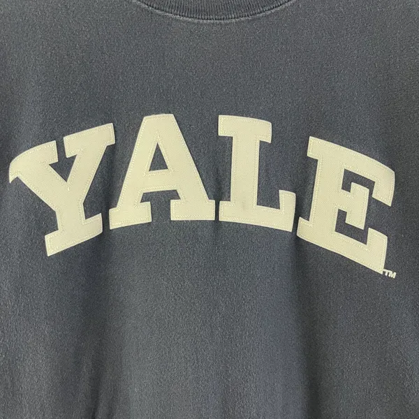 Vintage 90’s Navy Blue White “YALE” Reverse Weave Crewneck Pullover - Image 5