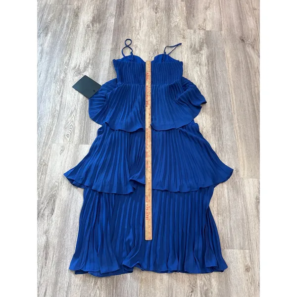 Lulus Cascading Crush Cobalt Blue Tiered Bustier Midi Dress - Image 9