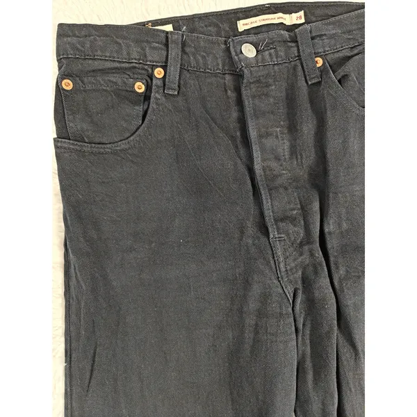 Mens Levis Ribcage Straight Ankle Jeans Black Size 28 - Image 2