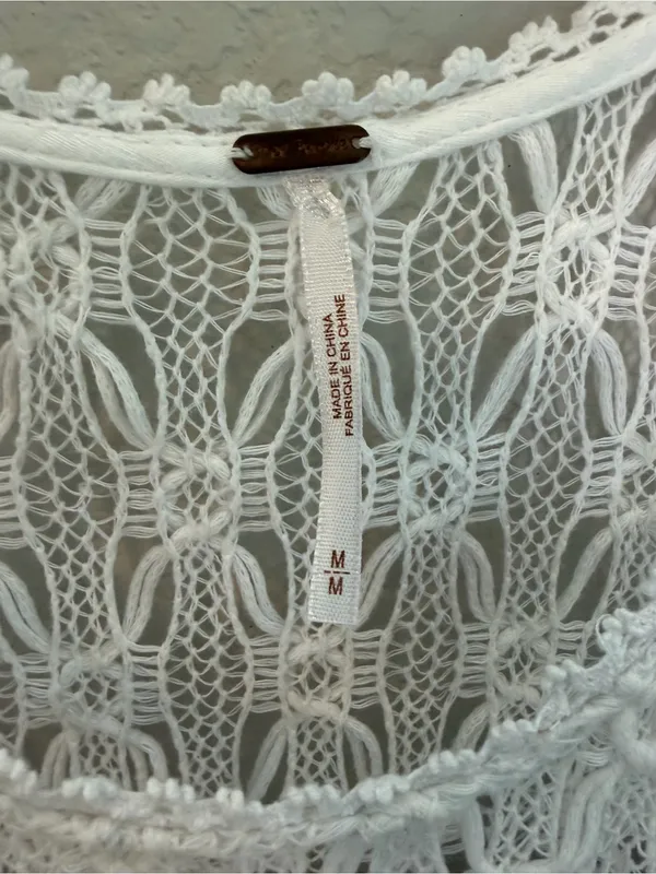 Free People White Crochet Lace Fit & Flare Boho Dress M Cottagecore Fairy - Image 10
