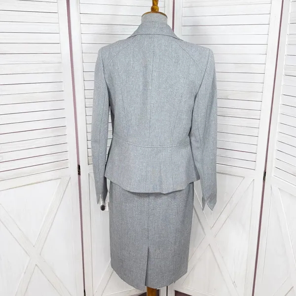 Kasper Sheath Dress Blazer Suit Women 4 Sharkskin Grey‎ Professional Business - Image 3