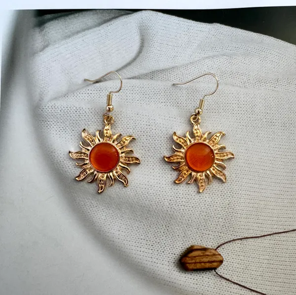 Sunflower Dangle Drop Earrings for Women Gold - Image 2