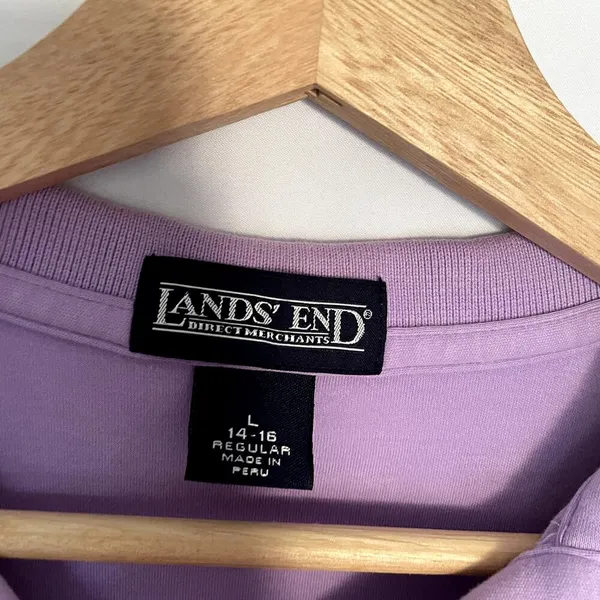 Lands' End lavender purple women's‎ size large polo collared shirt cotton casual - Image 3