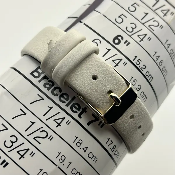 Women’s Gold-tone Crystal Bezel Mother Pearl Dial White Band Minimalist Watch - Image 8