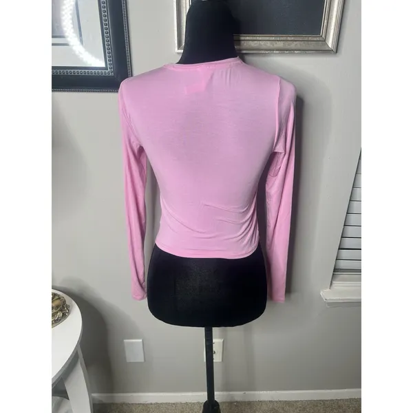 SKIMS New Vintage Long Cropped Sleeve T-Shirt | Pink | Size S - Image 8