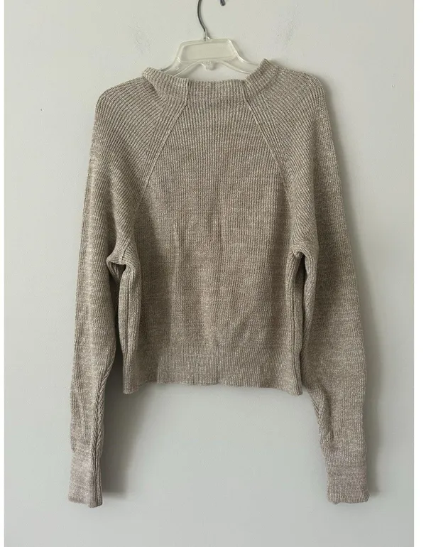 Free People Too Good Heathered Beige Knit Pullover Sweater Size Medium Cozy - Image 3