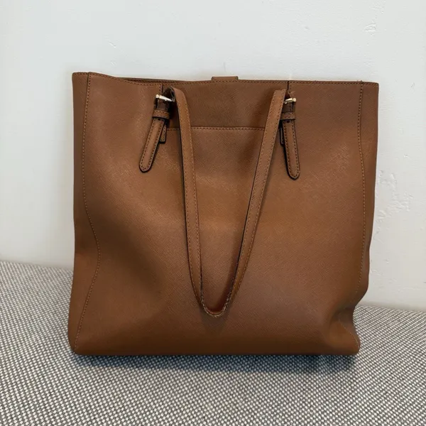 MICHAEL KORS Large Saffiano Leather Tote JET SET Tall TRAVEL ACORN BROWn - Image 2