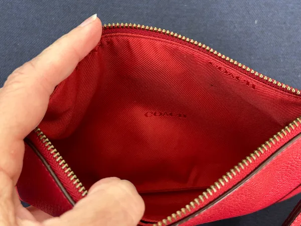 ✨ Coach Polished Pebble Leather Small Wristlet in Bright Red ✨ - Image 6