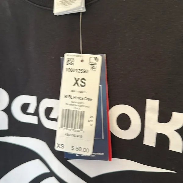 Reebok Black‎ Logo Sweatshirt size XS NWT - Image 2